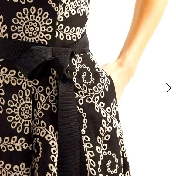 White House Black Market Black & Nude Strapless Embroidered MIDI Dress 10 NWT - Picture 4 of 11